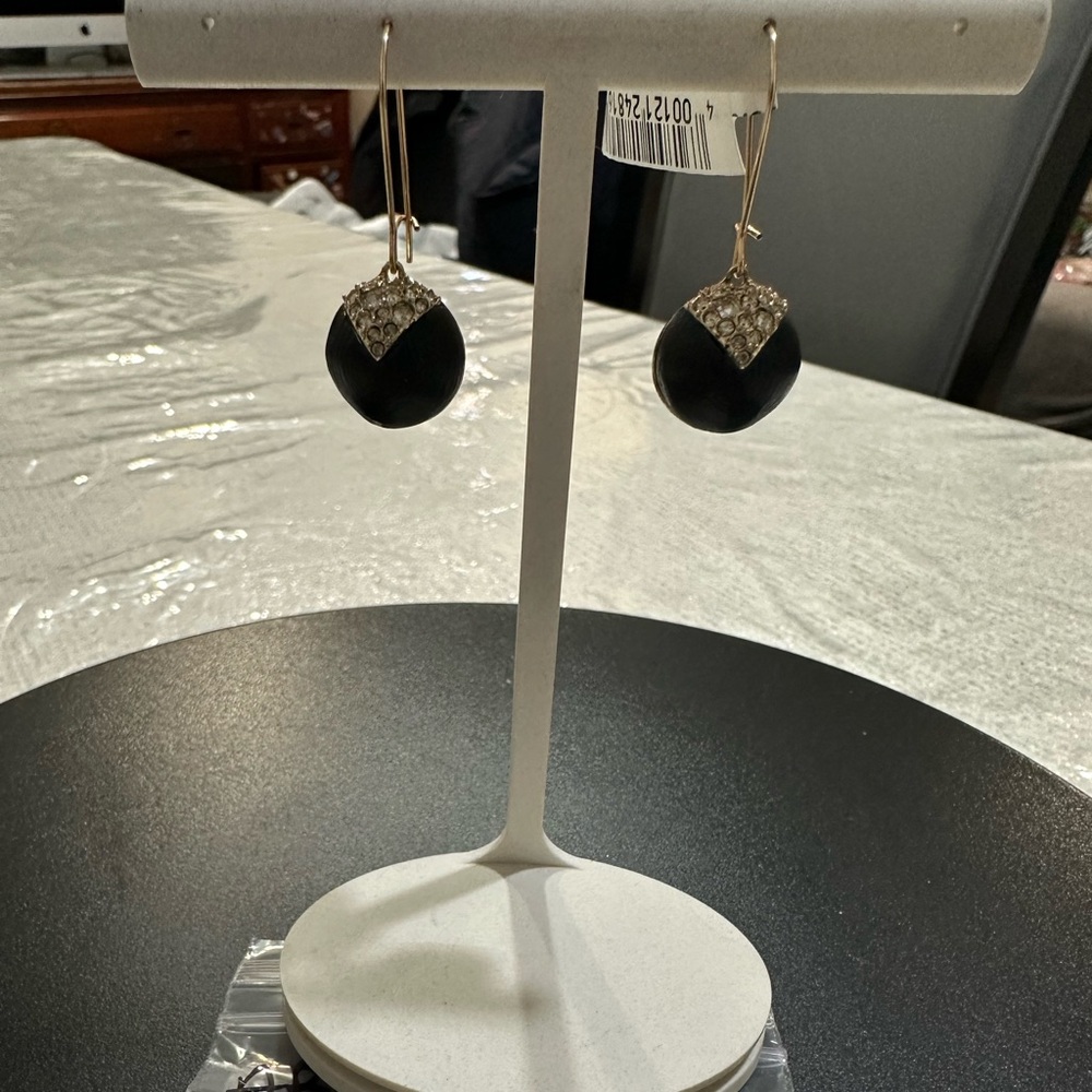🆕 ❤️ Alexis Bittar Gold Swarovski Crystals Lucite Earring 1.5” Retail $130